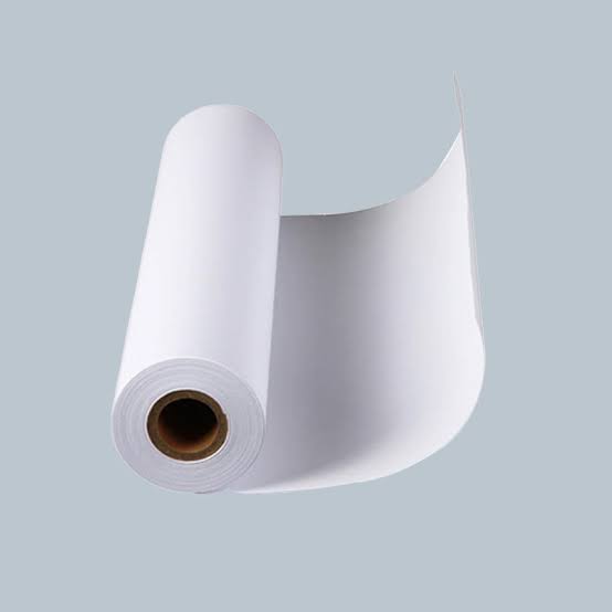 White paper roll with the sheet lifted